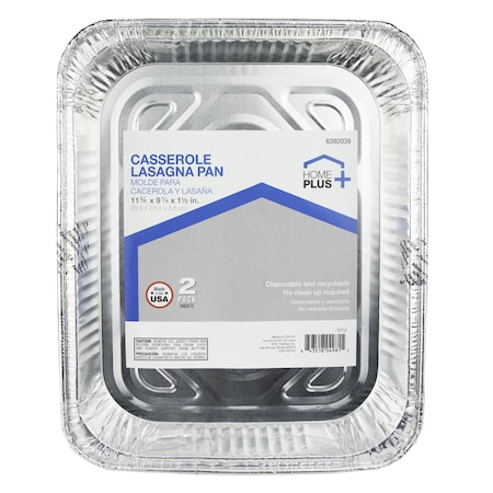 Home Plus Home Plus Durable Foil 9-1/4 in. W X 11-3/4 in. L Casserole Lasagna Pan Silver 2 pc D43020